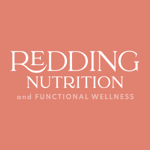 Redding Nutrition and Functional Wellness logo on coral background